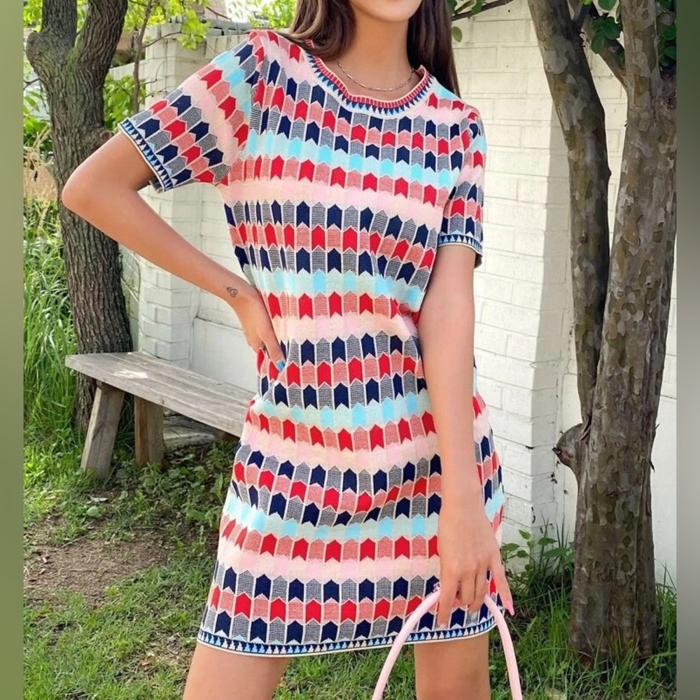 Geo Pattern Tee Dress - one size, brand new {Reasonable offers welcome}